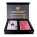 Set carti de joc poker, oficiale World Series of Poker - WSOP, de competitie, 100% plastic, index mare, 2 pachete, culoare spate negru, respectiv rosu